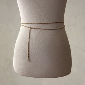 Vintage 70s Napier Gold Tone Chain Belt 60” Long Wrap Necklace Signed